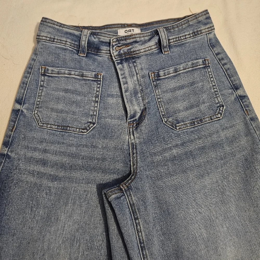 OAT NEW YORK Womens Ligth Blue Jeans High Waist - Wide Legs VERY STRETCHY SIZE 8 - Picture 4 of 10